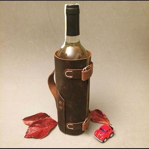 wine holder real leather